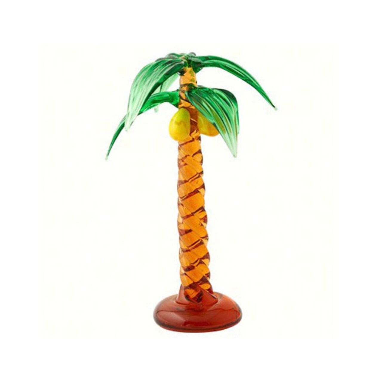 GC Home & Garden 4.5" Amber and Green Palm Tree Art Glass Figurine